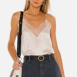 CHRISTIAN LACROIX blue Silk Lace V Neck Racerback Camisol